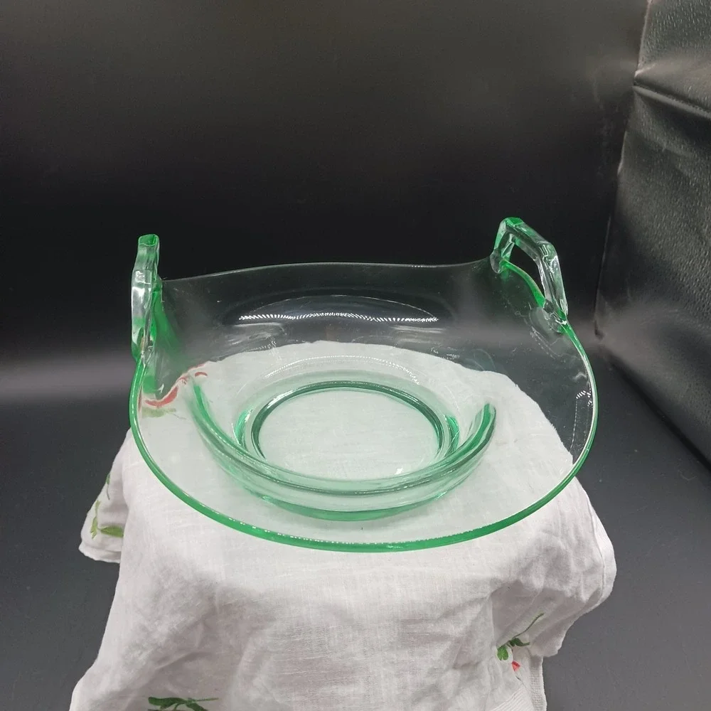 Imperial Glass Co. Uranium Green Molly Rolled Edge Bon Bon Dish Muffin Tray